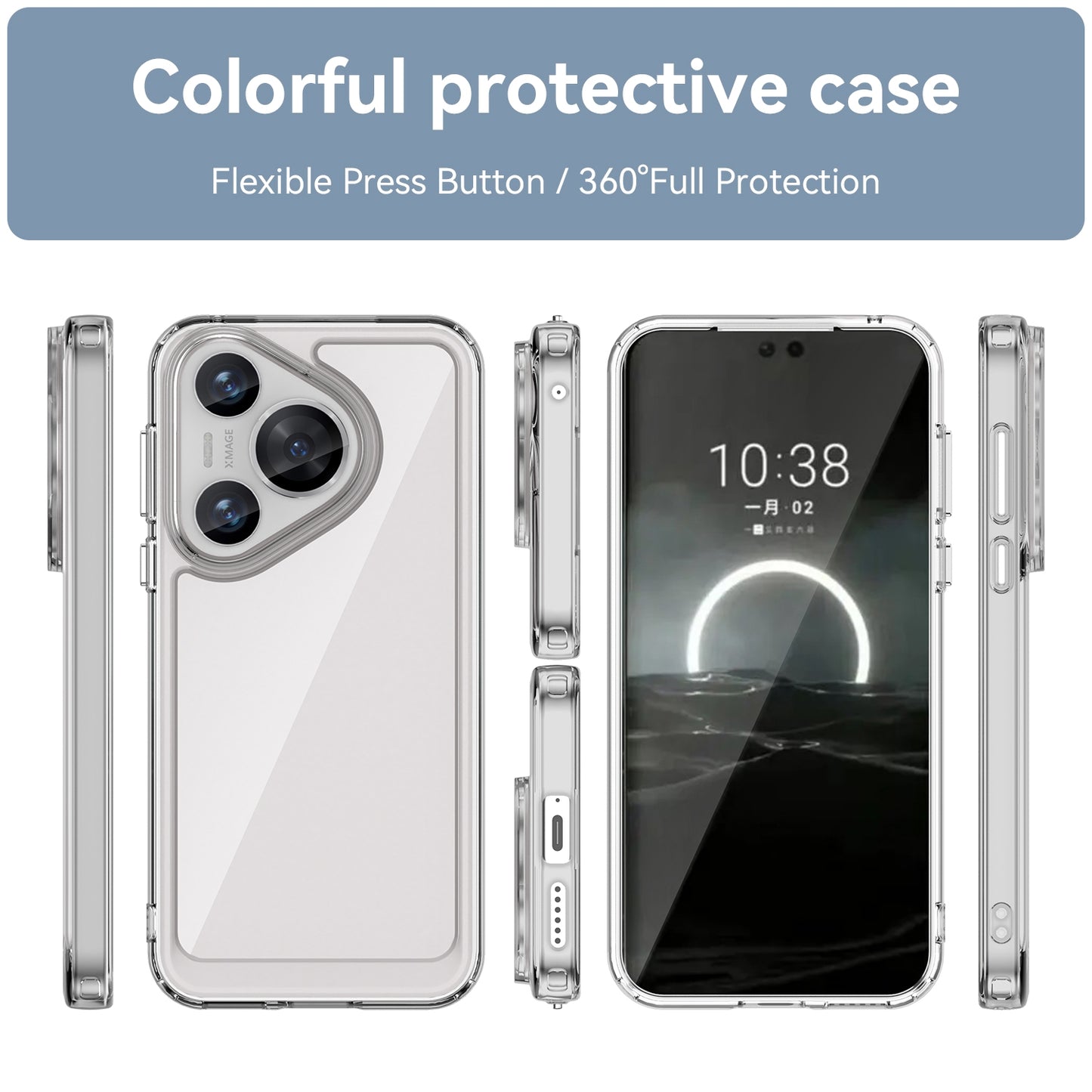 For-Huawei-Pura-70-Colorful-Series-Acrylic-+-TPU-Phone-Case(Transparent)