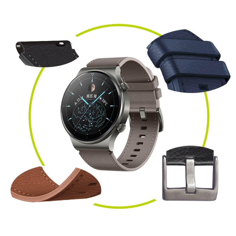 Leather-Watch-Band-for-Huawei-Watch-GT2-Pro-(Grey)