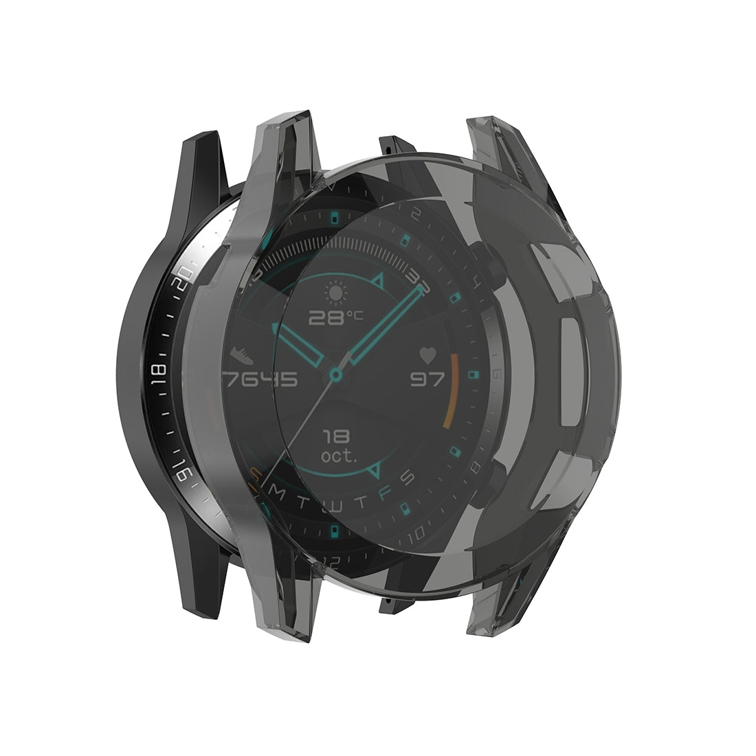 For-Huawei-Watch-GT2-46mm-Full-Coverage-Watch-Protective-Case-with-Screen(Transparent-Black)