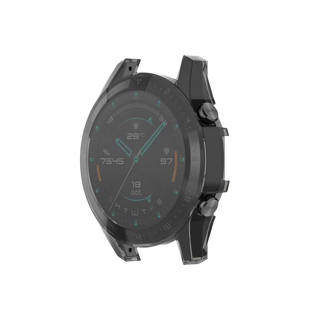 For-Huawei-Watch-GT2-46mm-Full-Coverage-Watch-Protective-Case-with-Screen(Transparent-Black)