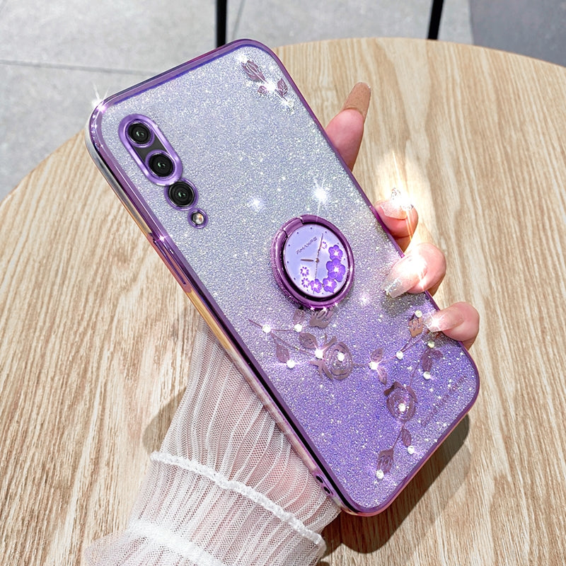 For-Huawei-Y9s-Gradient-Glitter-Immortal-Flower-Ring-All-inclusive-Phone-Case(Purple)