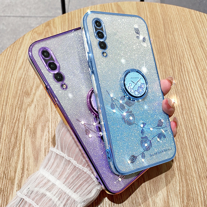 For-Huawei-Y9s-Gradient-Glitter-Immortal-Flower-Ring-All-inclusive-Phone-Case(Purple)