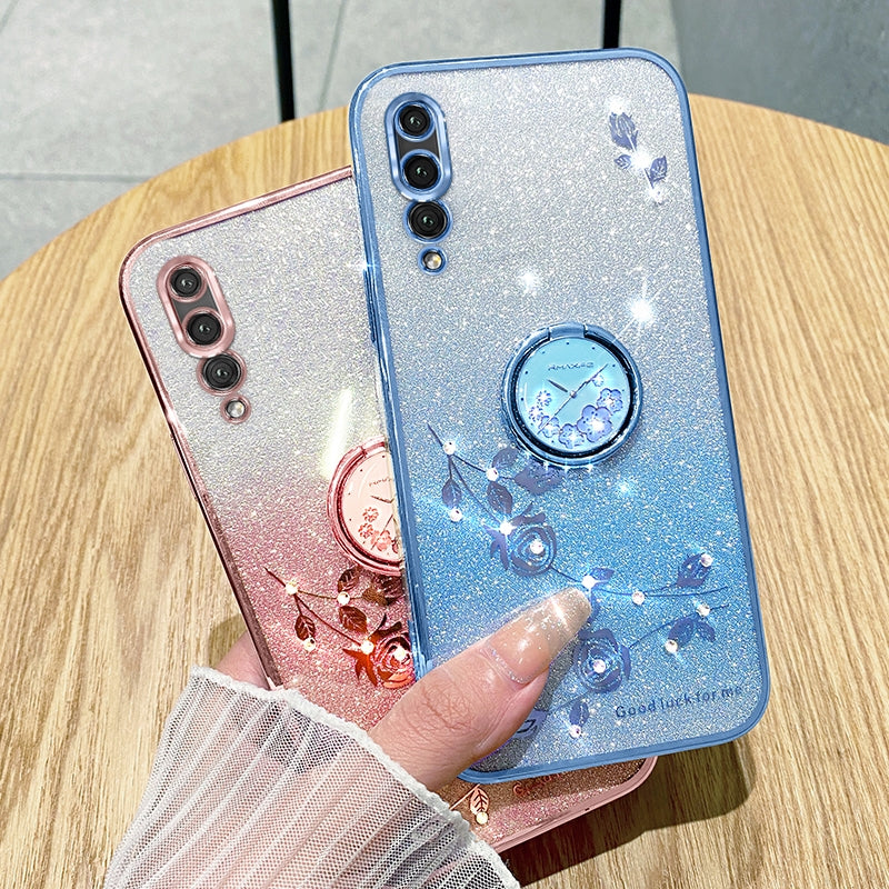For-Huawei-Y9s-Gradient-Glitter-Immortal-Flower-Ring-All-inclusive-Phone-Case(Purple)