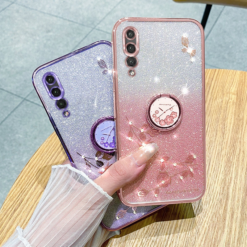 For-Huawei-Y9s-Gradient-Glitter-Immortal-Flower-Ring-All-inclusive-Phone-Case(Purple)