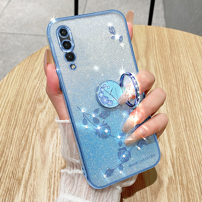 For-Huawei-Y9s-Gradient-Glitter-Immortal-Flower-Ring-All-inclusive-Phone-Case(Purple)