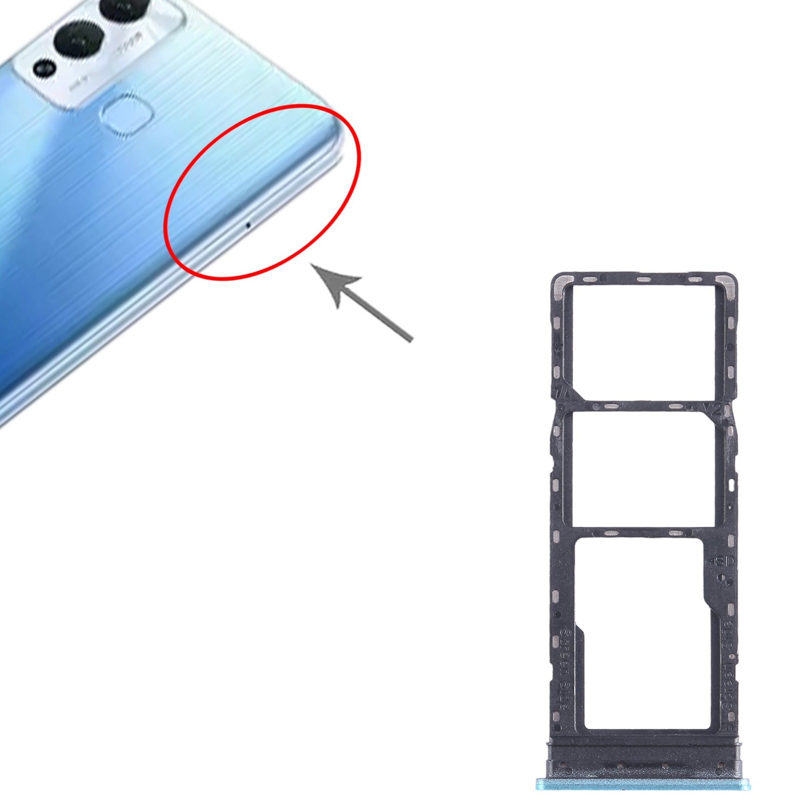 For-Infinix-Hot-12-Play-NFC-X6816C-SIM-Card-Tray-+-SIM-Card-Tray-+-Micro-SD-Card-Tray-(Blue)