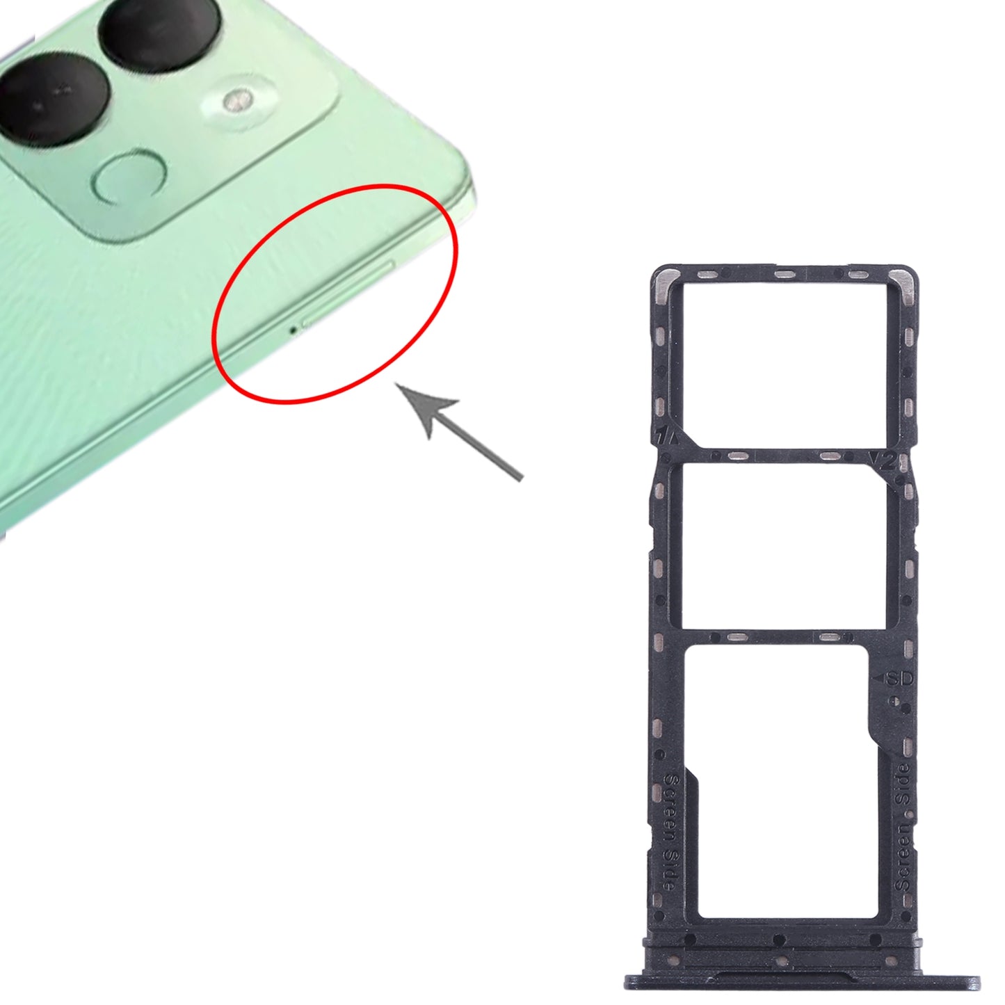 For-Infinix-Smart-7-HD-X6516-SIM-Card-Tray-+-SIM-Card-Tray-+-Micro-SD-Card-Tray-(Black)