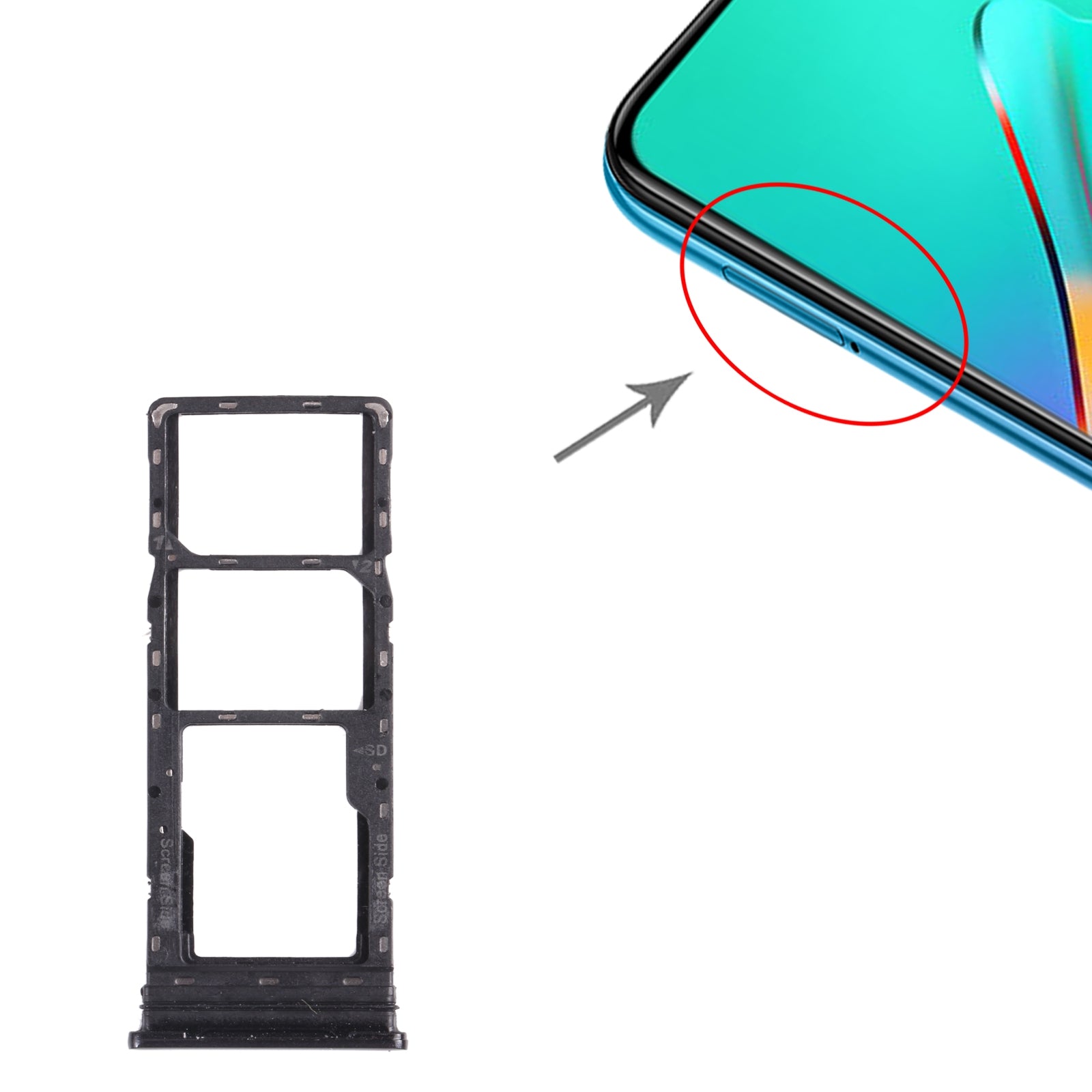 For-infinix-Smart-5-X657-X657C-SIM-Card-Tray-+-SIM-Card-Tray-+-Micro-SD-Card-Tray-(Black)