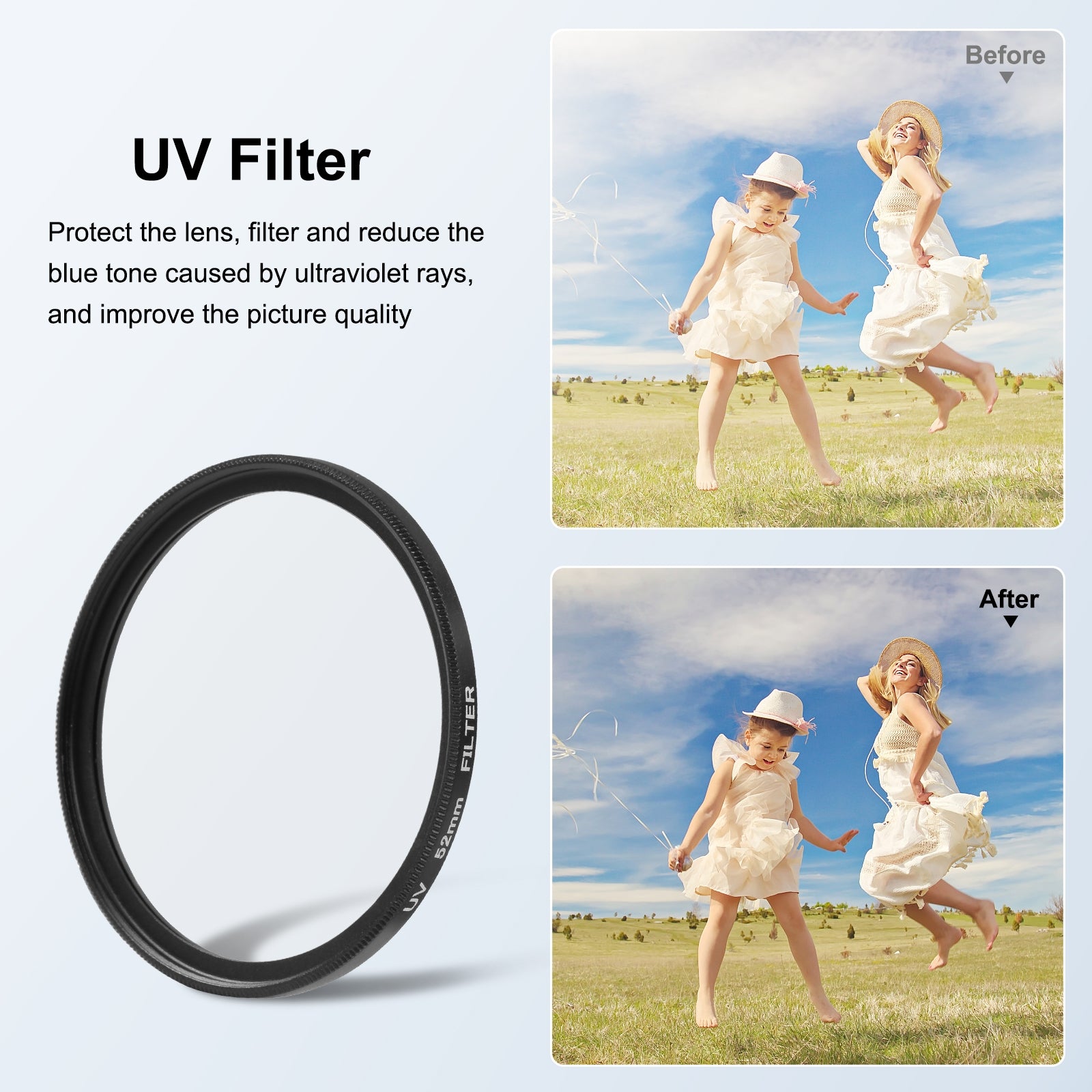 For-Insta360-Ace-Pro-PULUZ-52mm-UV-Lens-Filter-Adapter-Ring-with-Lens-Cover-(Black)