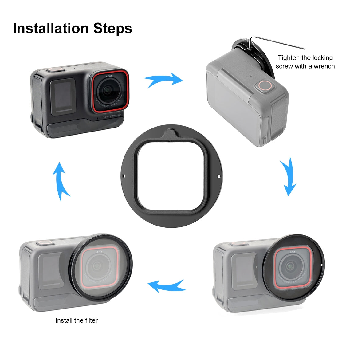 For-Insta360-Ace-Pro-PULUZ-52mm-UV-Lens-Filter-Adapter-Ring-with-Lens-Cover-(Black)