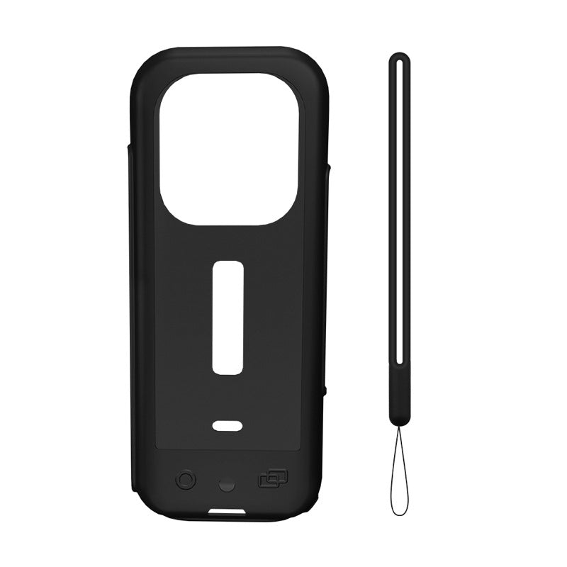 For-Insta360-X3-Silicone-Case-Protective-Cover-with-Hand-Strap(Black)