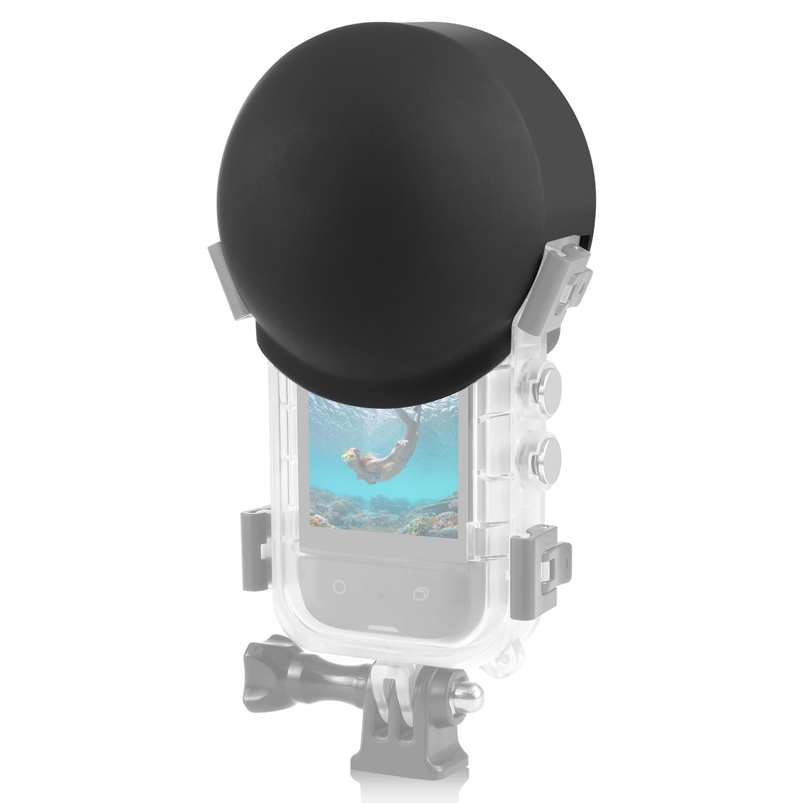 For-Insta360-X5-PULUZ-Invisible-Dive-Case-Lens-Guard-Silicone-Protective-Lens-Cap-Cover-(Black)