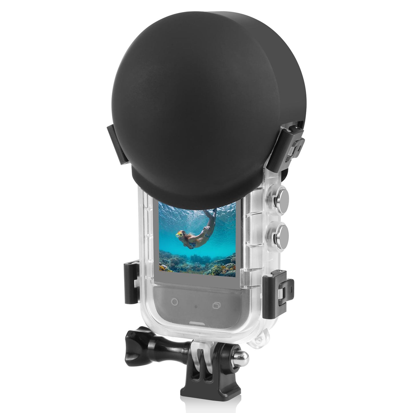 For-Insta360-X5-PULUZ-Invisible-Dive-Case-Lens-Guard-Silicone-Protective-Lens-Cap-Cover-(Black)