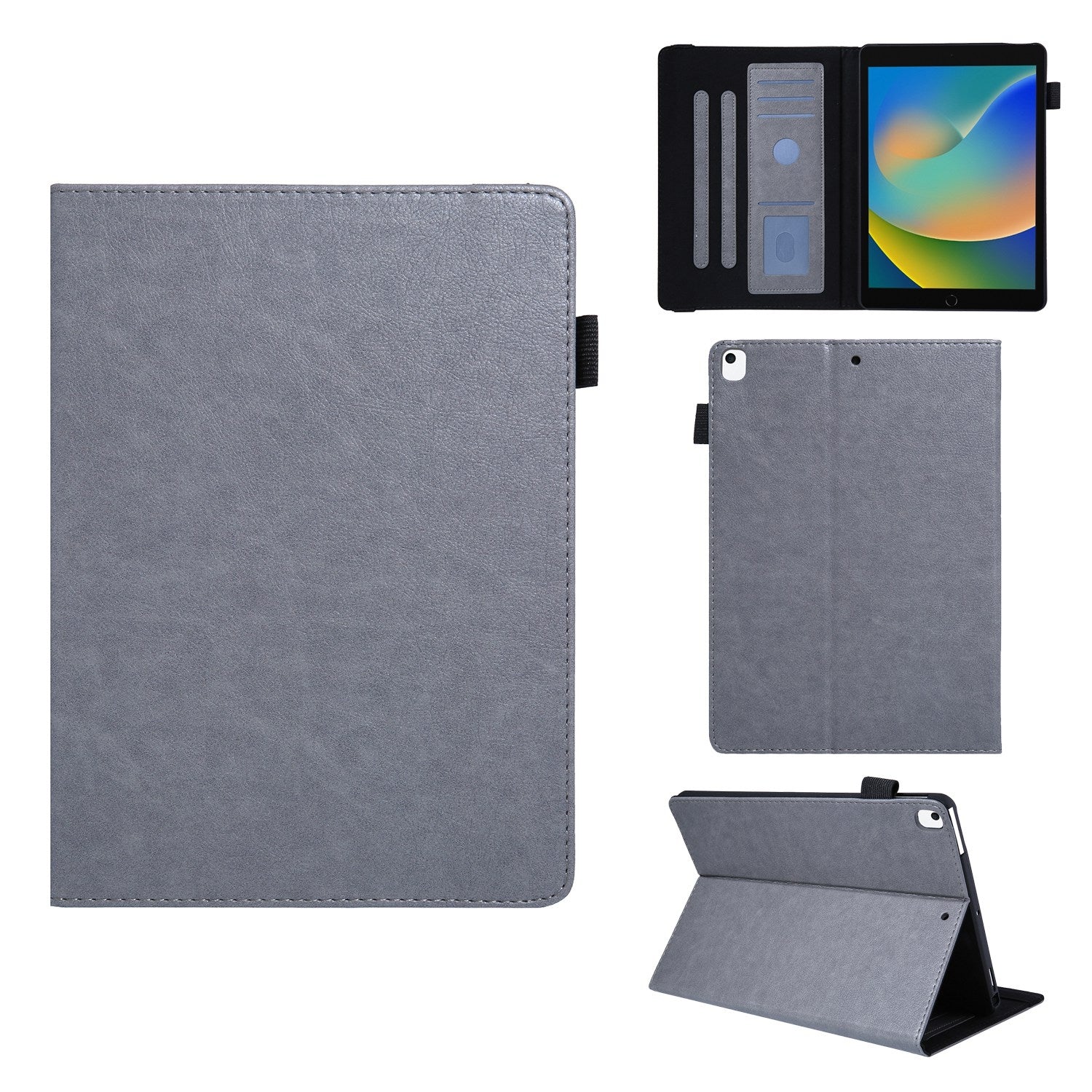 For-iPad-9.7-2017/-2018-/-Air-2-/-Air-Extraordinary-Series-Smart-Leather-Tablet-Case(Grey)