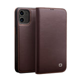 For-iPhone-12-/-12-Pro-QIALINO-Business-Horizontal-Flip-Leather-Case-with-Holder-&-Card-Slots-&-Wallet(Brown)