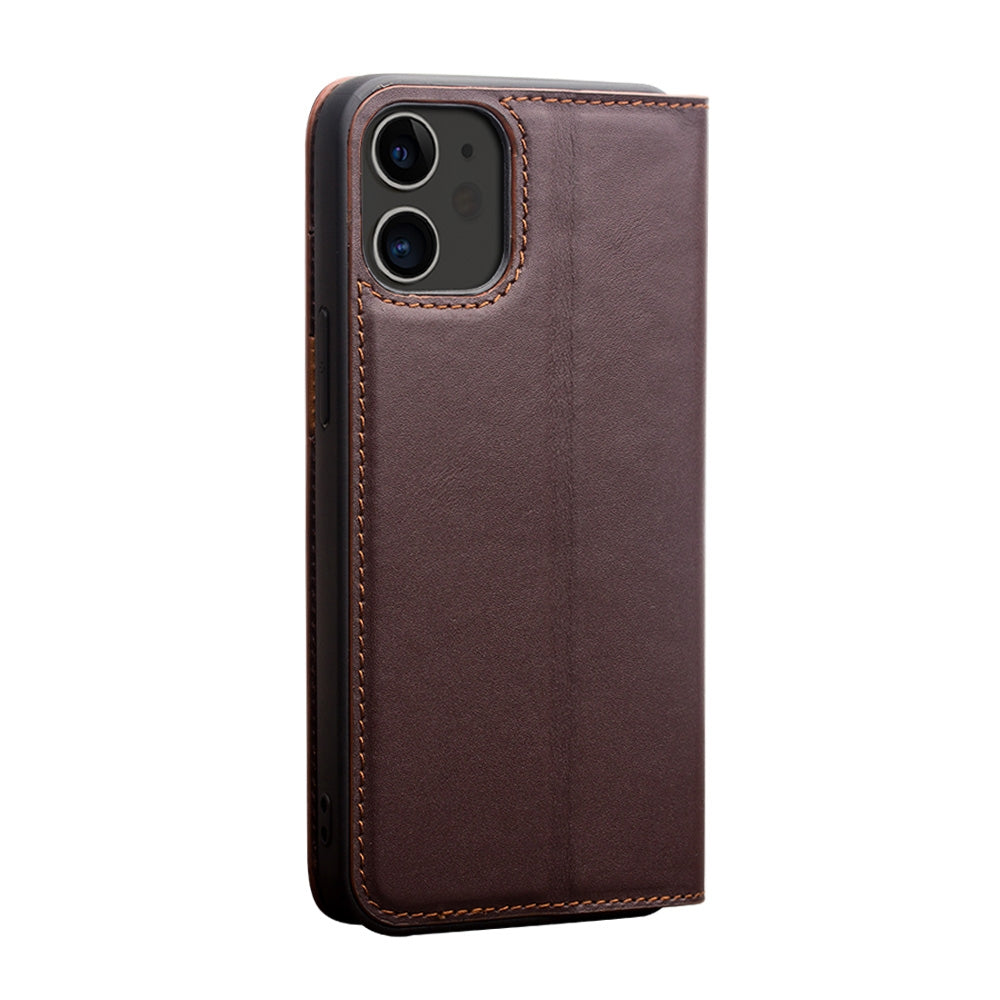 For-iPhone-12-/-12-Pro-QIALINO-Business-Horizontal-Flip-Leather-Case-with-Holder-&-Card-Slots-&-Wallet(Brown)