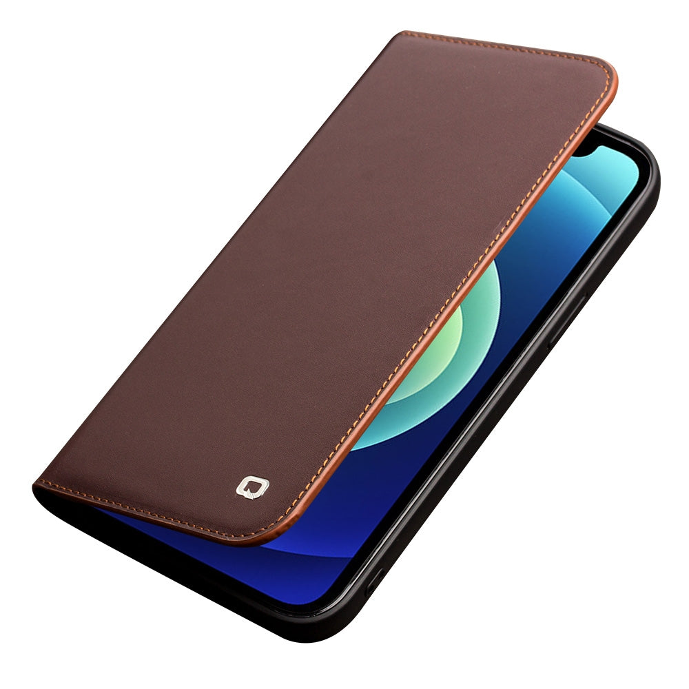 For-iPhone-12-/-12-Pro-QIALINO-Business-Horizontal-Flip-Leather-Case-with-Holder-&-Card-Slots-&-Wallet(Brown)