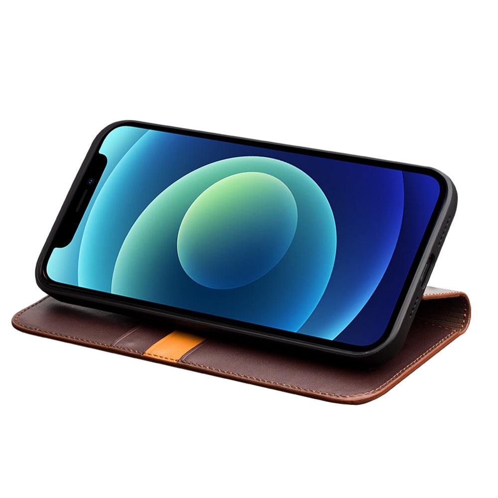 For-iPhone-12-/-12-Pro-QIALINO-Business-Horizontal-Flip-Leather-Case-with-Holder-&-Card-Slots-&-Wallet(Brown)