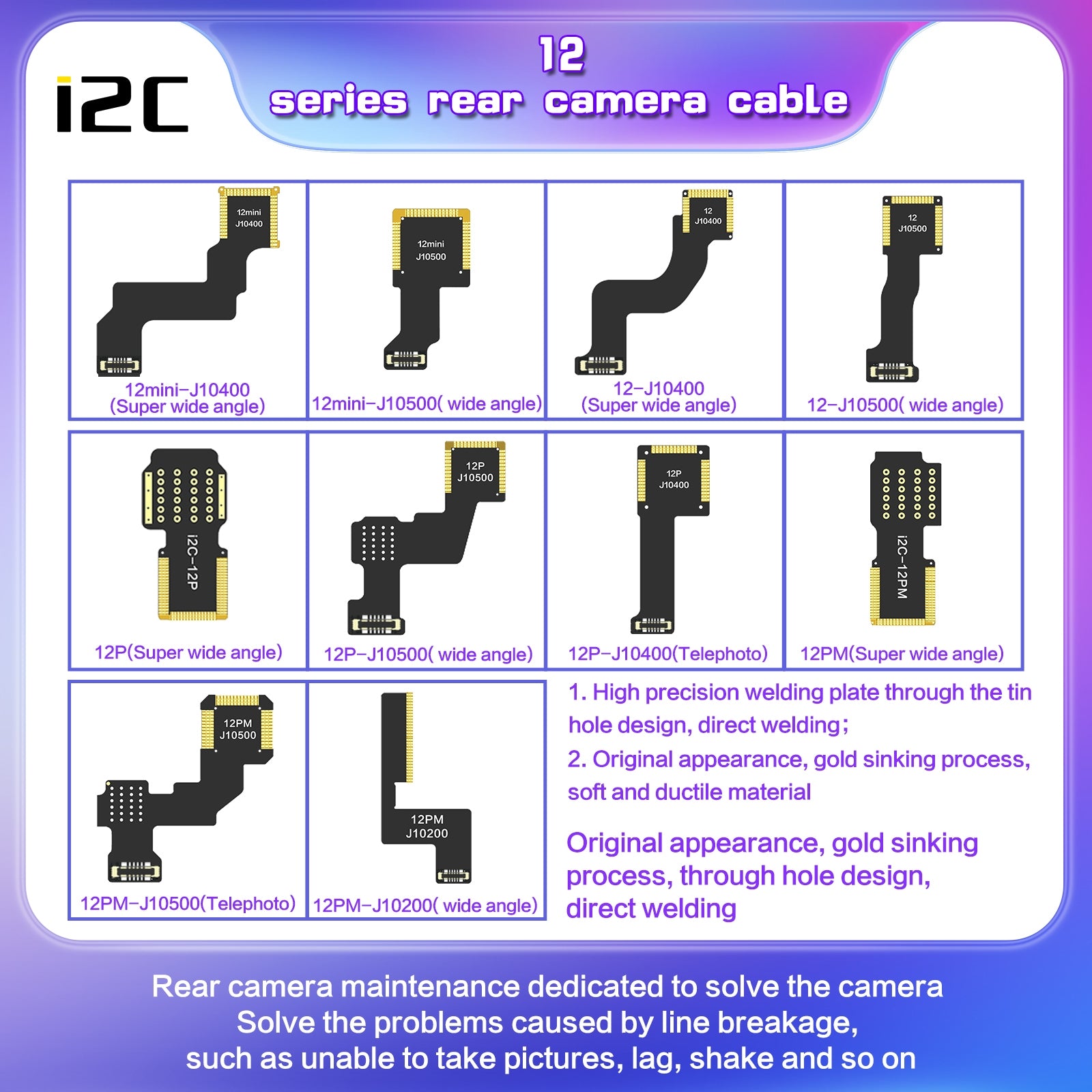 For-iPhone-12-mini-J10500-i2C-Back-Facing-Wide-Camera-Cable