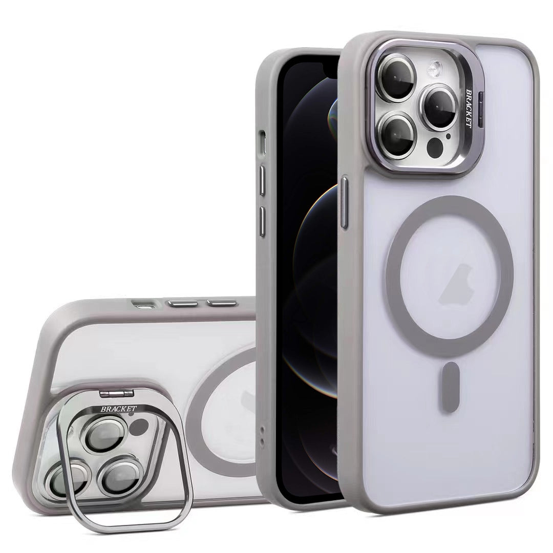 For-iPhone-12-Pro-U1-Invisible-Lens-Holder-Acrylic-+-TPU-MagSafe-Magnetic-Phone-Case(Grey)