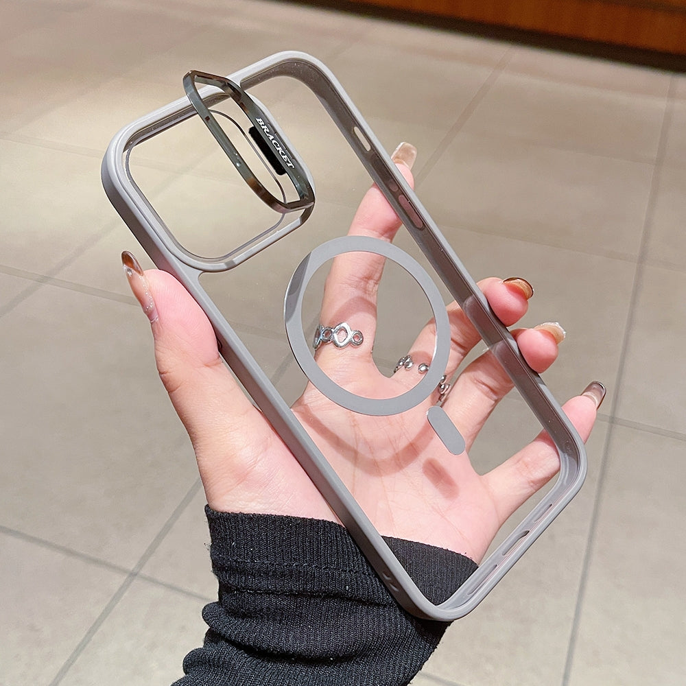For-iPhone-12-Pro-U1-Invisible-Lens-Holder-Acrylic-+-TPU-MagSafe-Magnetic-Phone-Case(Grey)