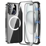 For-iPhone-15-360-Full-Body-Magnetic-Frosted-MagSafe-Phone-Case(Black)