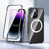 For-iPhone-15-360-Full-Body-Magnetic-Frosted-MagSafe-Phone-Case(Black)