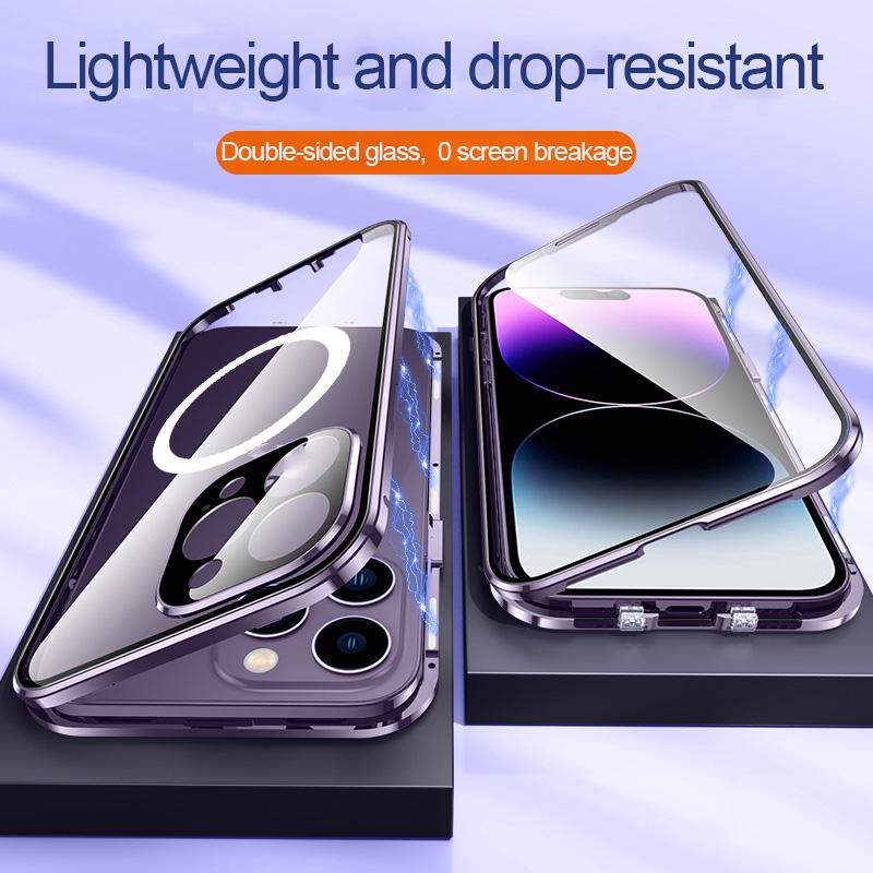 For-iPhone-15-360-Full-Body-Magnetic-Frosted-MagSafe-Phone-Case(Black)