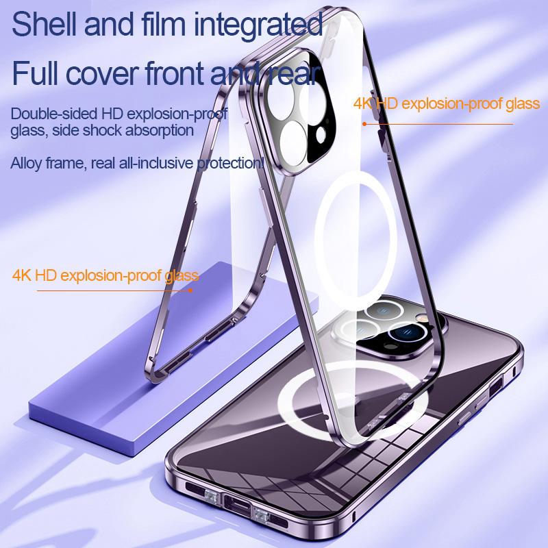 For-iPhone-15-360-Full-Body-Magnetic-Frosted-MagSafe-Phone-Case(Black)