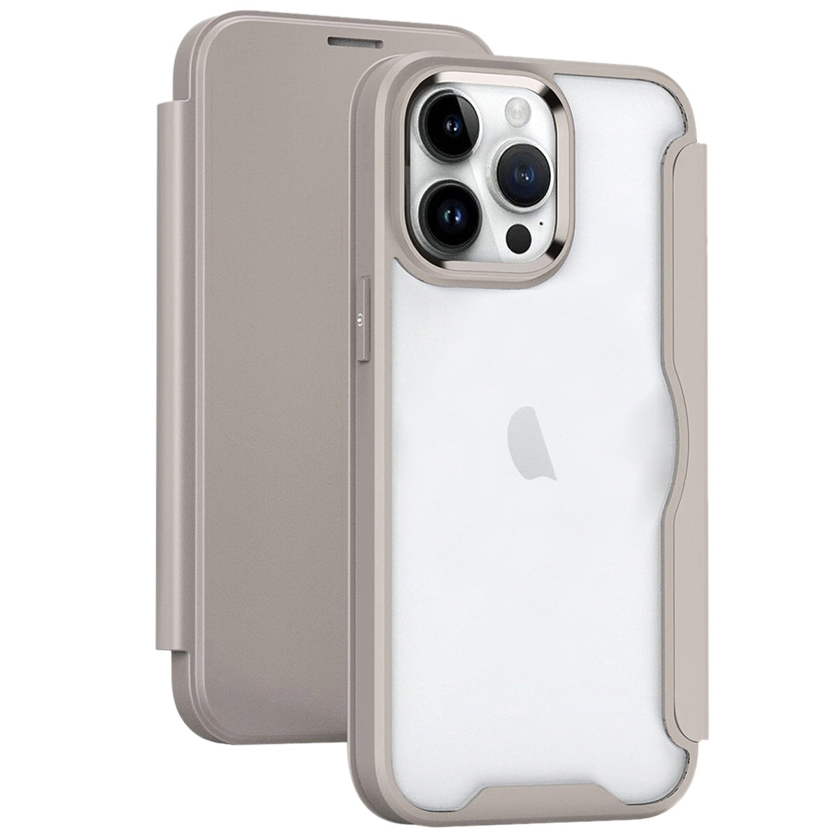 For-iPhone-15-Pro-Max-RFID-Blocking-Adsorption-Flip-Leather-Phone-Case(Khaki)