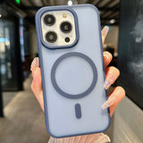 For-iPhone-15-Pro-Transparent-TPU-Hybrid-PC-Magsafe-Phone-Case(Blue)