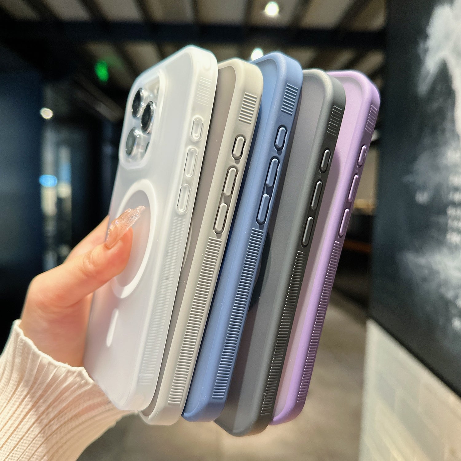 For-iPhone-15-Pro-Transparent-TPU-Hybrid-PC-Magsafe-Phone-Case(Blue)