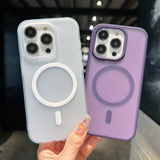 For-iPhone-15-Pro-Transparent-TPU-Hybrid-PC-Magsafe-Phone-Case(Blue)
