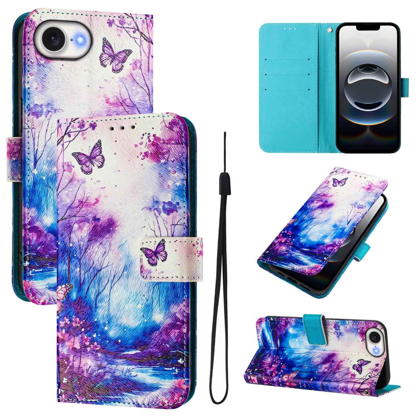 For-iPhone-16e-/-17e-Art-Colored-Drawing-Pattern-Leather-Phone-Case(Dreamland)