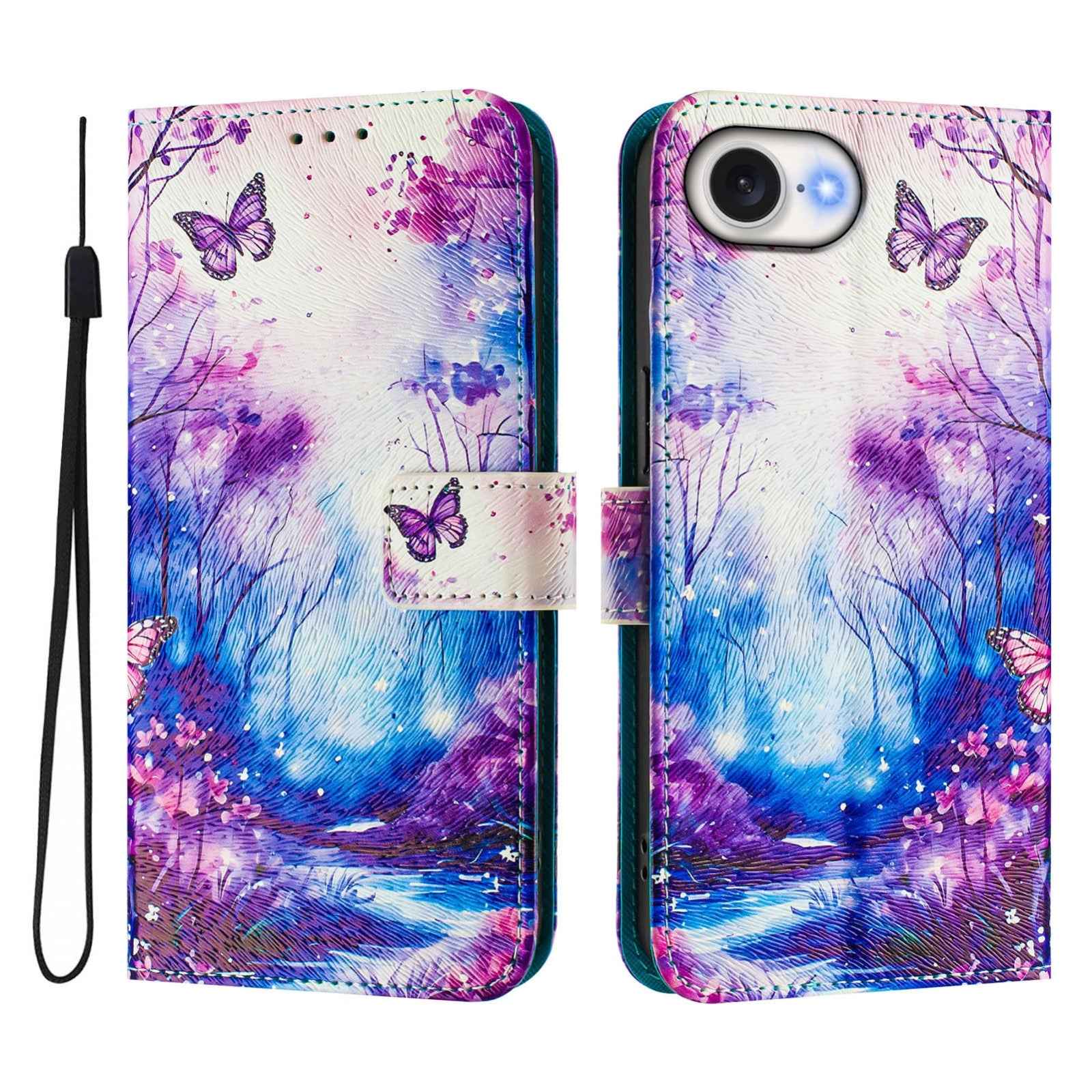 For-iPhone-16e-/-17e-Art-Colored-Drawing-Pattern-Leather-Phone-Case(Dreamland)