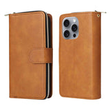 For-iPhone-16-Pro-Max-9-Card-Slots-Zipper-Wallet-Bag-Leather-Phone-Case(Brown)