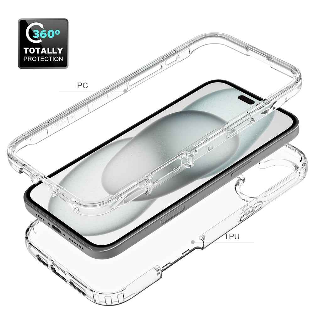 For-iPhone-16-Clear-TPU-Hybrid-PC-Shockproof-Phone-Case(Transparent)