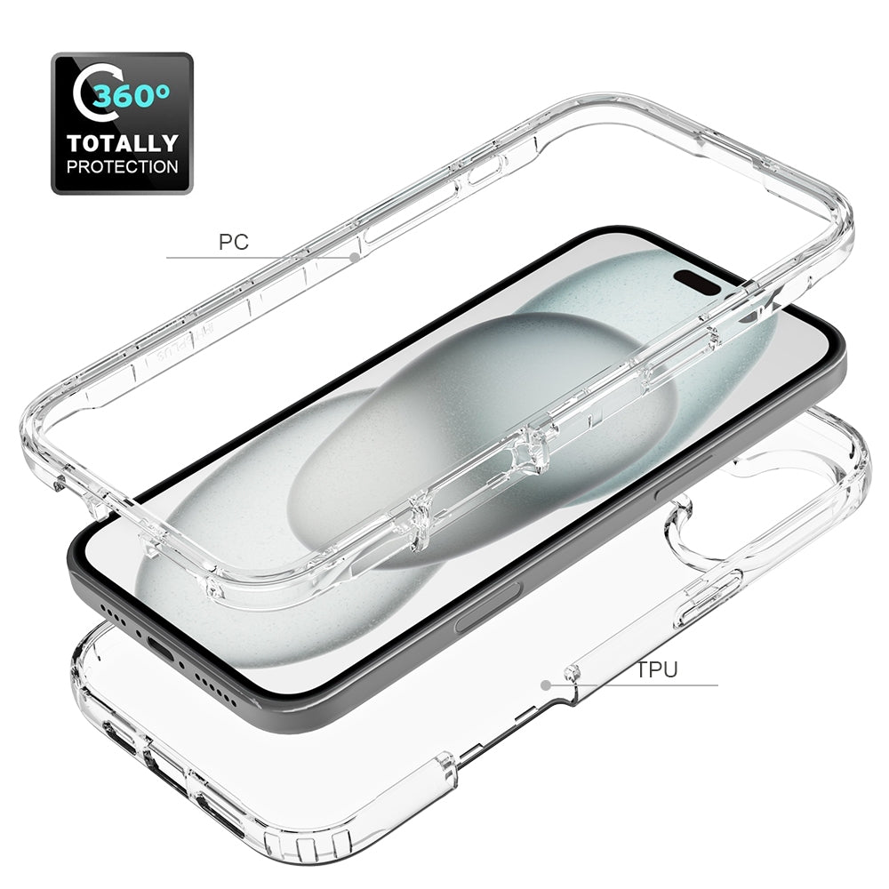 For-iPhone-16-Clear-TPU-Hybrid-PC-Shockproof-Phone-Case(Transparent)
