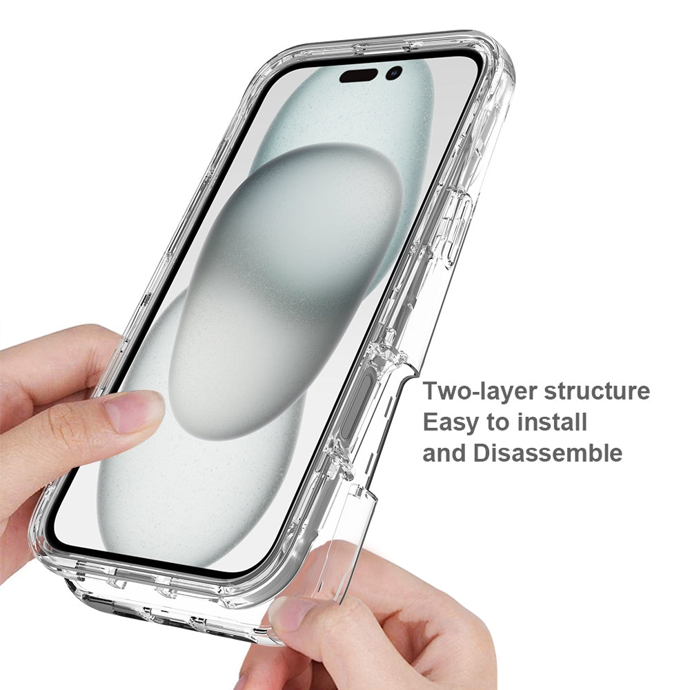 For-iPhone-16-Clear-TPU-Hybrid-PC-Shockproof-Phone-Case(Transparent)