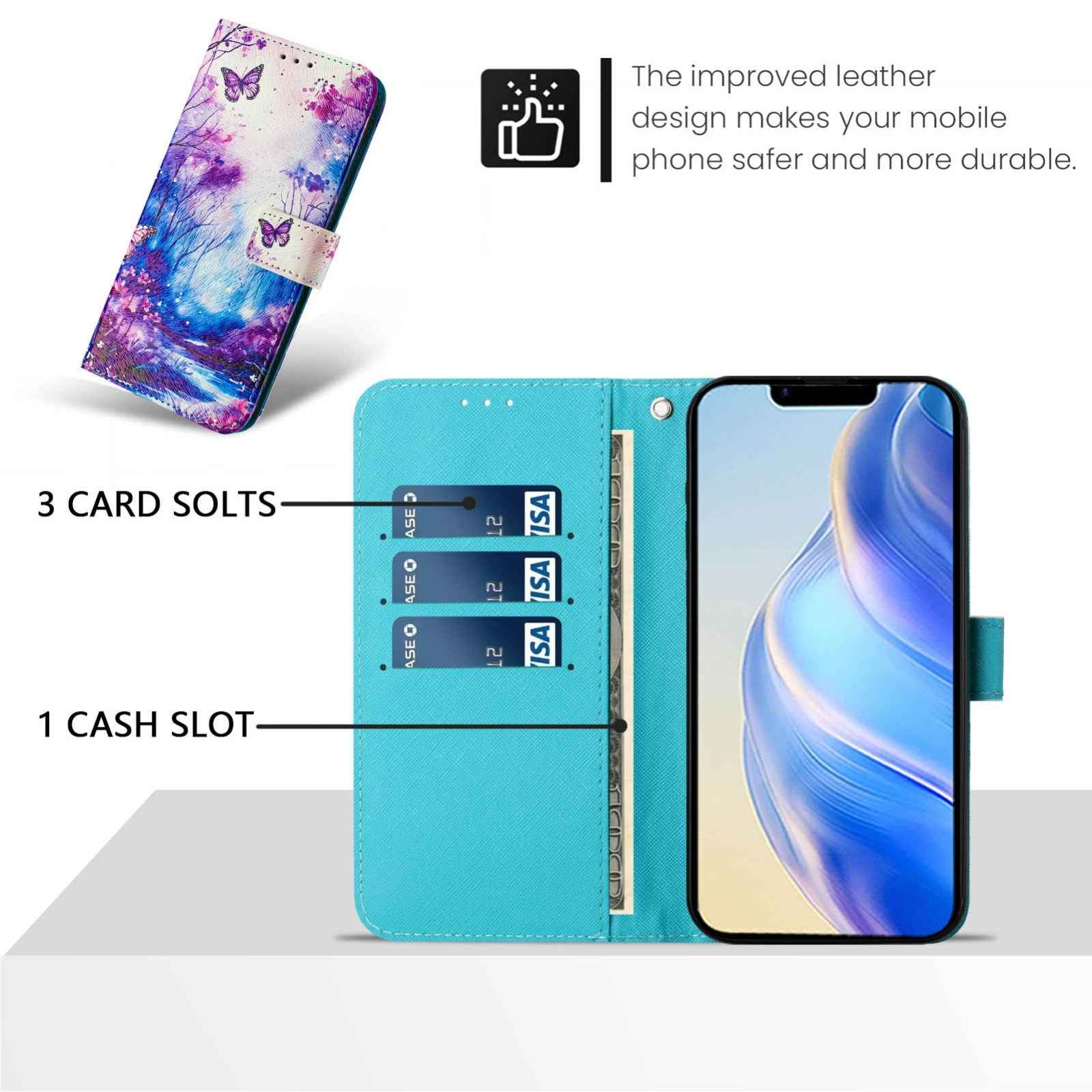 For-iPhone-16e-/-17e-Art-Colored-Drawing-Pattern-Leather-Phone-Case(Dreamland)