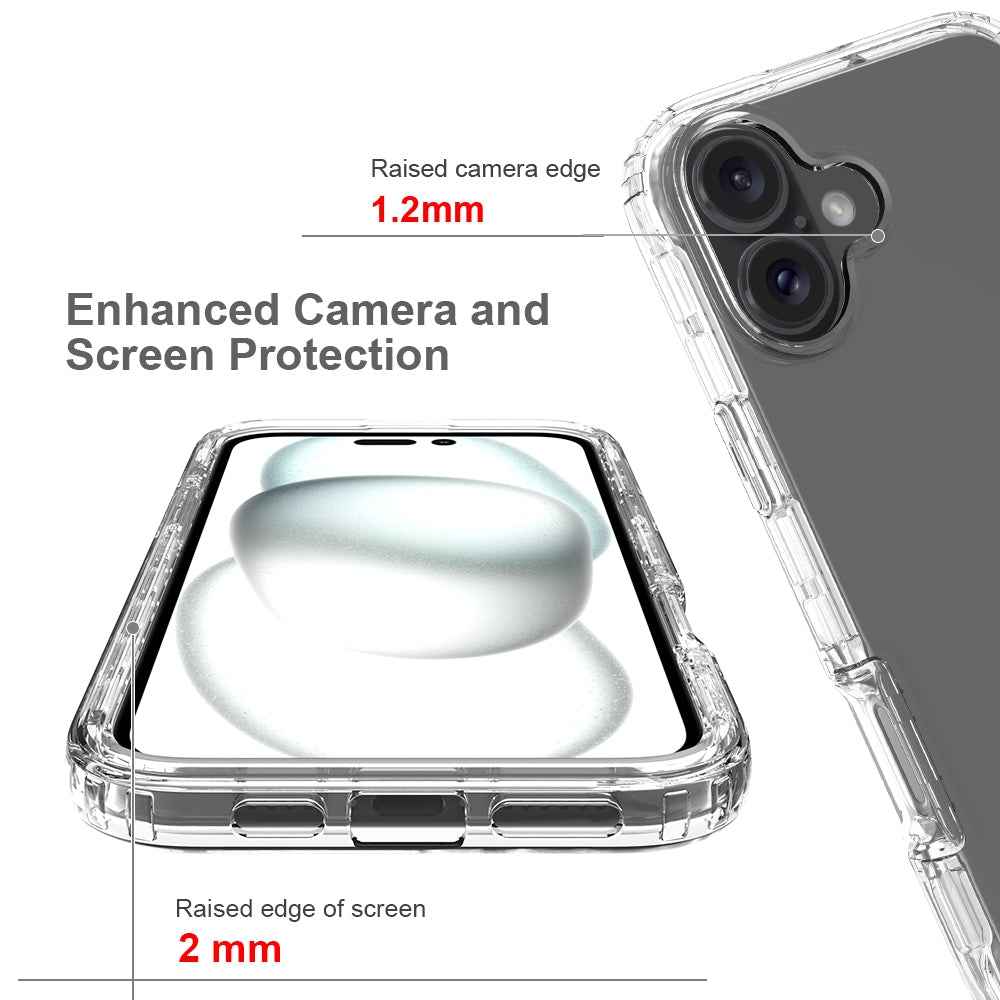 For-iPhone-16-Clear-TPU-Hybrid-PC-Shockproof-Phone-Case(Transparent)