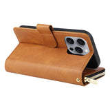 For-iPhone-16-Pro-Max-9-Card-Slots-Zipper-Wallet-Bag-Leather-Phone-Case(Brown)