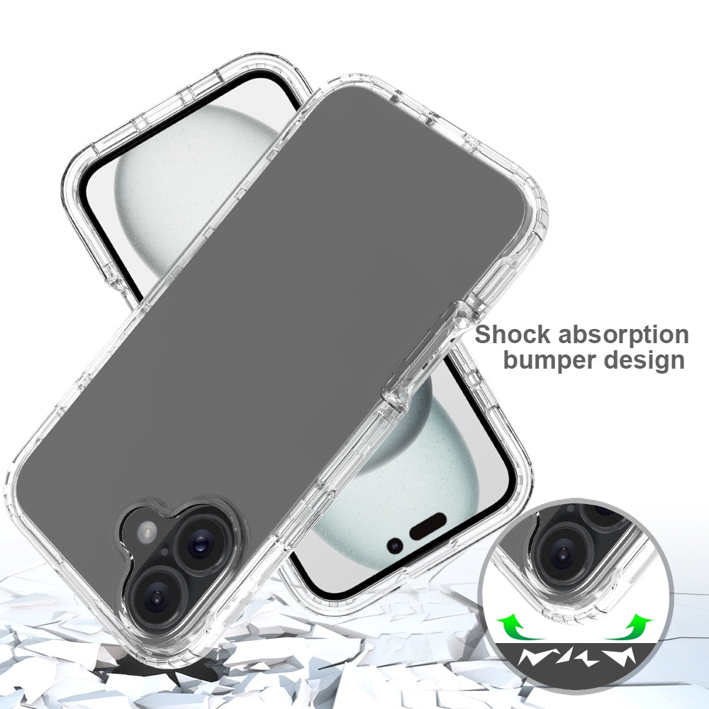 For-iPhone-16-Clear-TPU-Hybrid-PC-Shockproof-Phone-Case(Transparent)