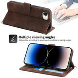 For-iPhone-16e-Skin-feel-Flowers-Embossed-Wallet-Leather-Phone-Case(Brown)