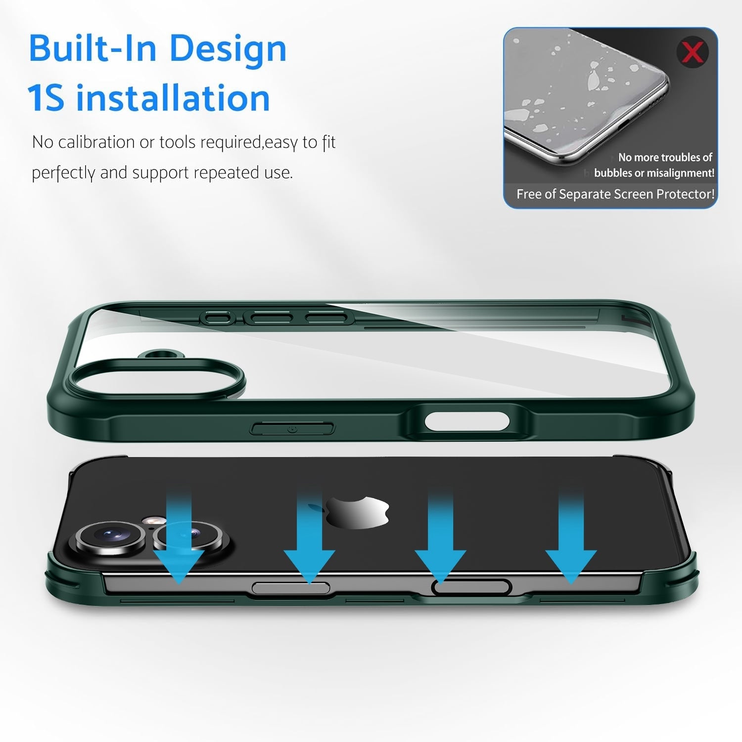 For-iPhone-16-Plus-Double-sided-Plastic-Glass-Phone-Protective-Case(Black)