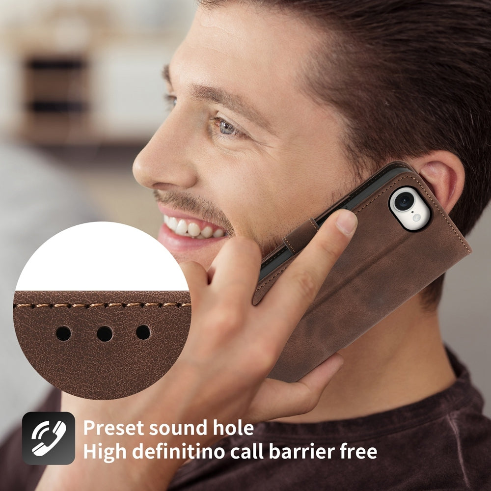 For-iPhone-16e-Skin-feel-Flowers-Embossed-Wallet-Leather-Phone-Case(Brown)