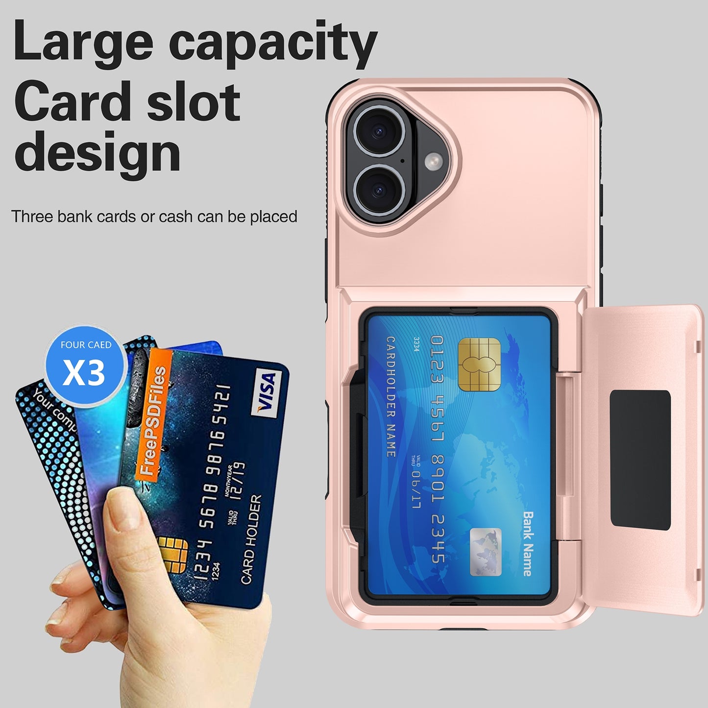 For-iPhone-16-Plus-Card-Slot-Holder-Phone-Case(Grey)