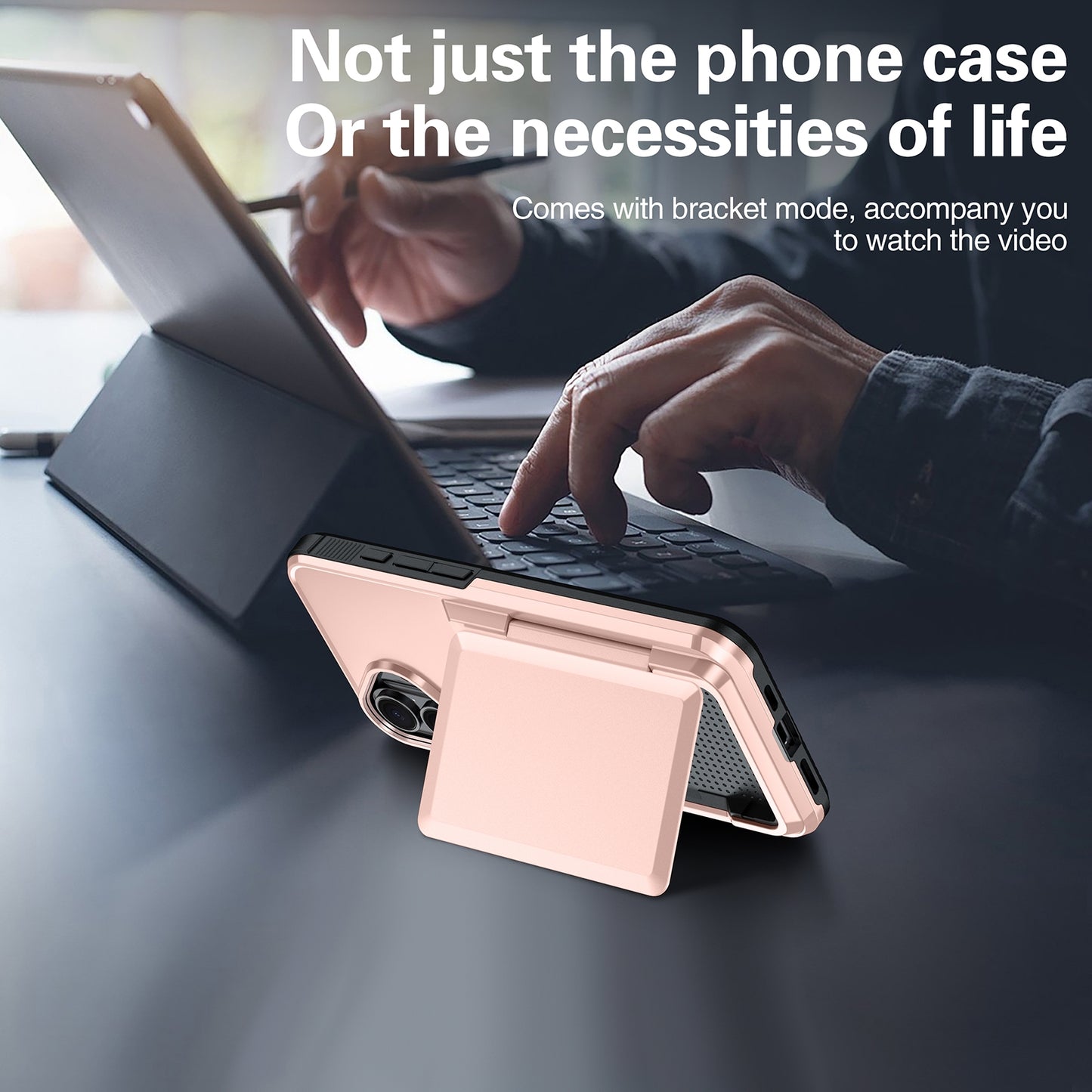For-iPhone-16-Plus-Card-Slot-Holder-Phone-Case(Grey)