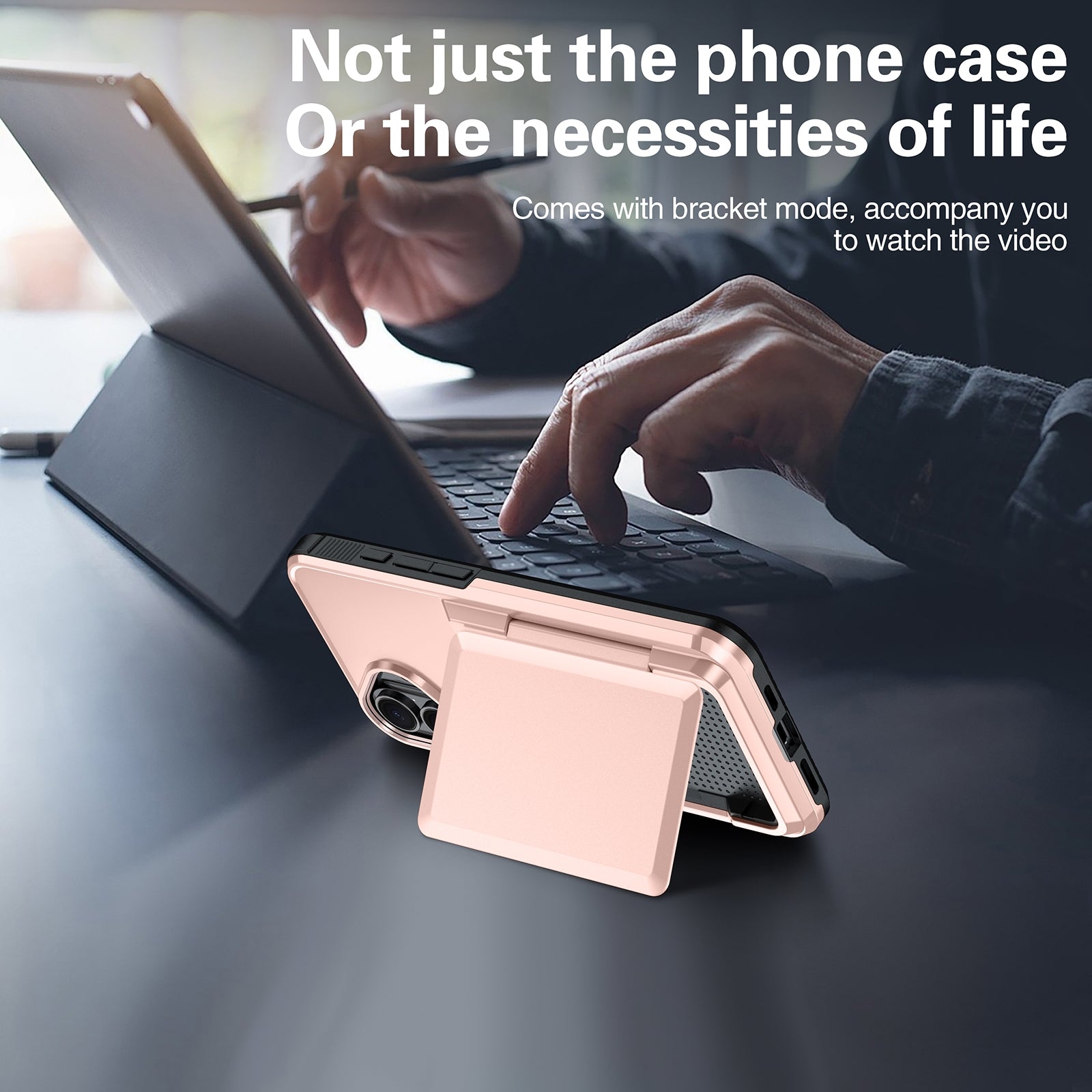 For-iPhone-16-Plus-Card-Slot-Holder-Phone-Case(Grey)
