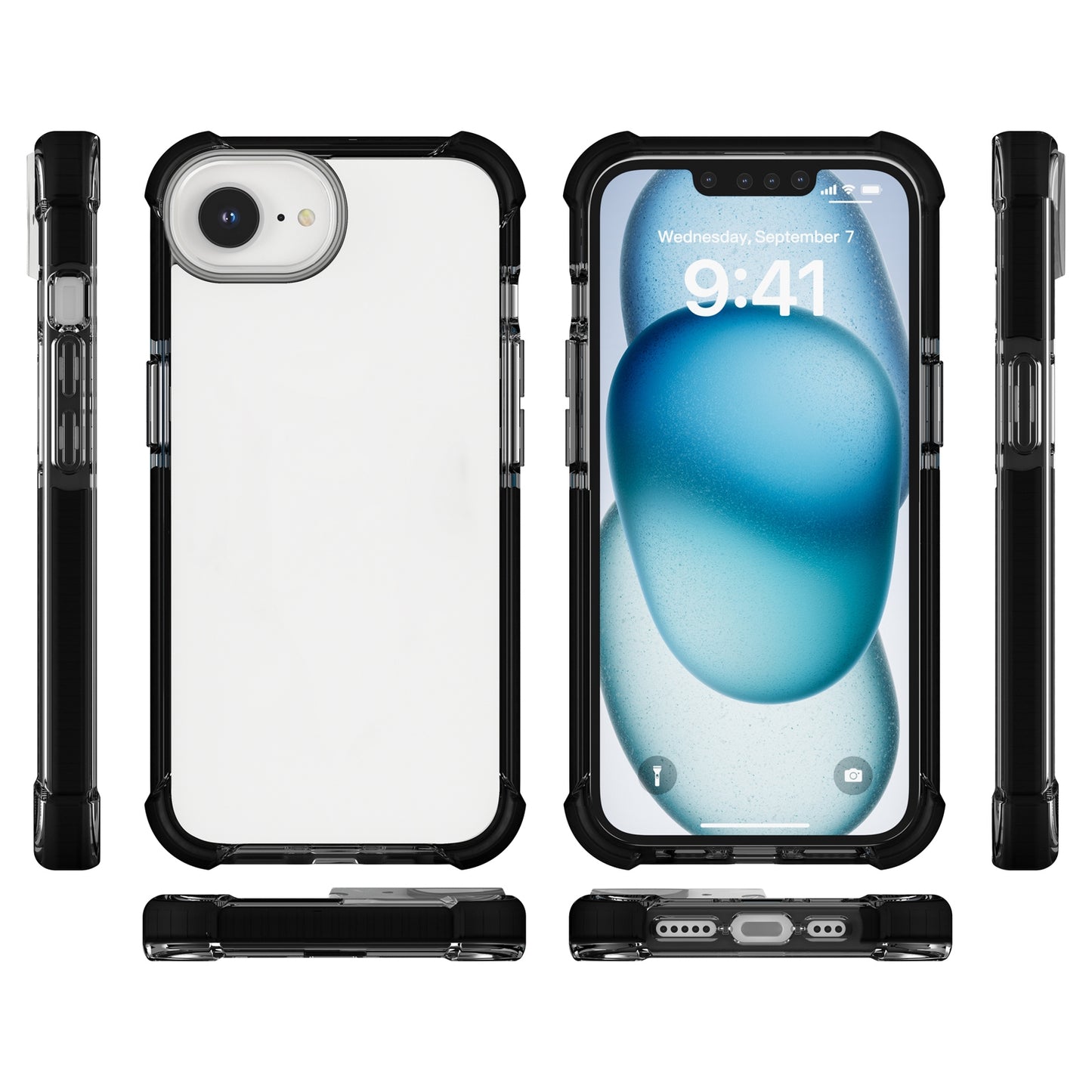For-iPhone-16e-/-17e-Acrylic-Full-Coverage-Shockproof-Phone-Case(Black)
